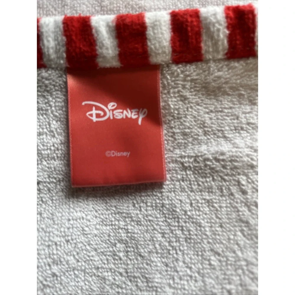 Disney Mickey Mouse White Cotton Hand Towel Set Red Striped Border Jay Franco